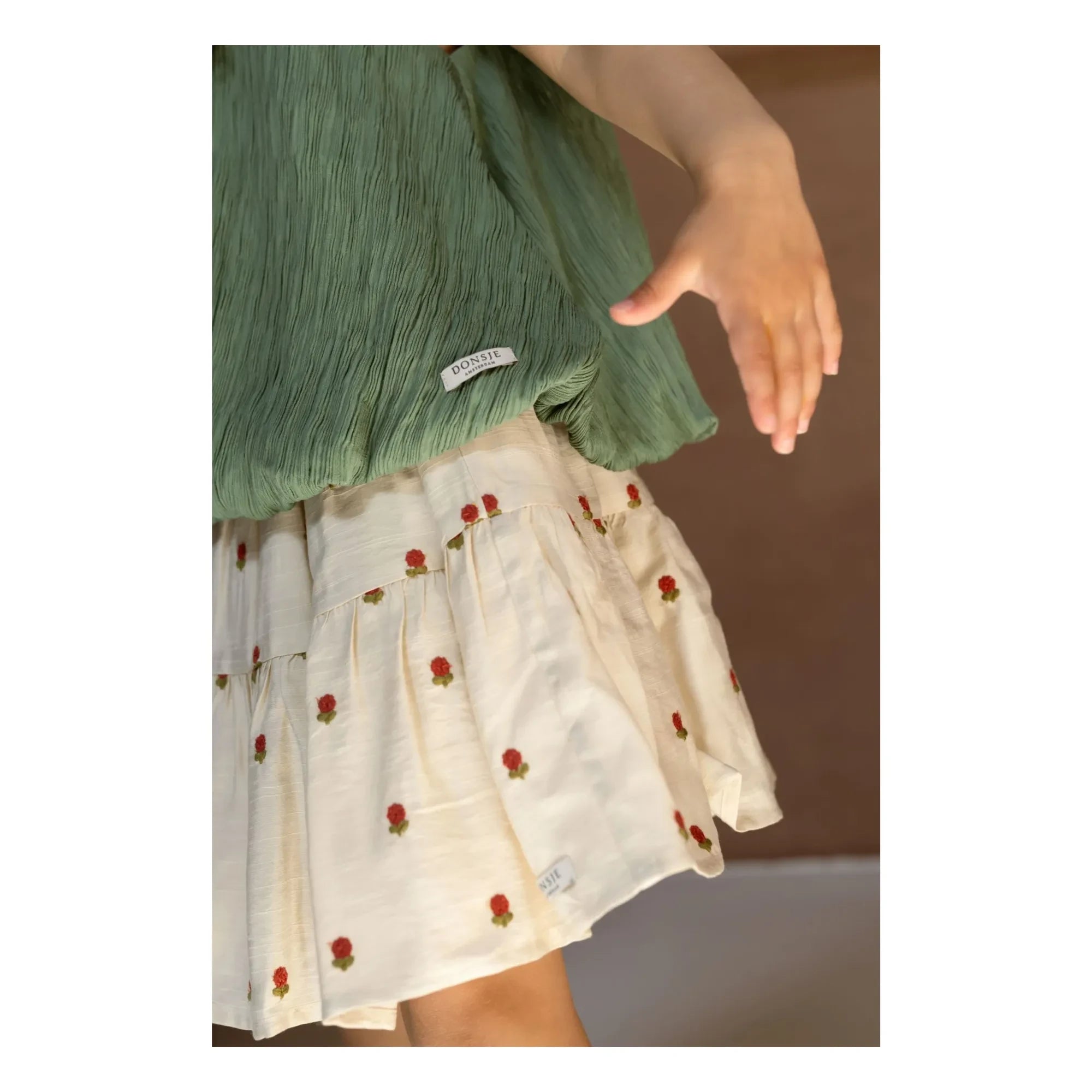 Donsje - Falda Lazie Fleurs Tencel | Crudo