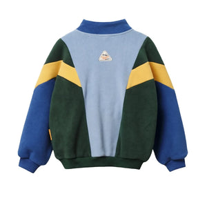 Goldie + Ace - Colorblock Polar Fermuarlı Sweatshirt | Orman Yeşili