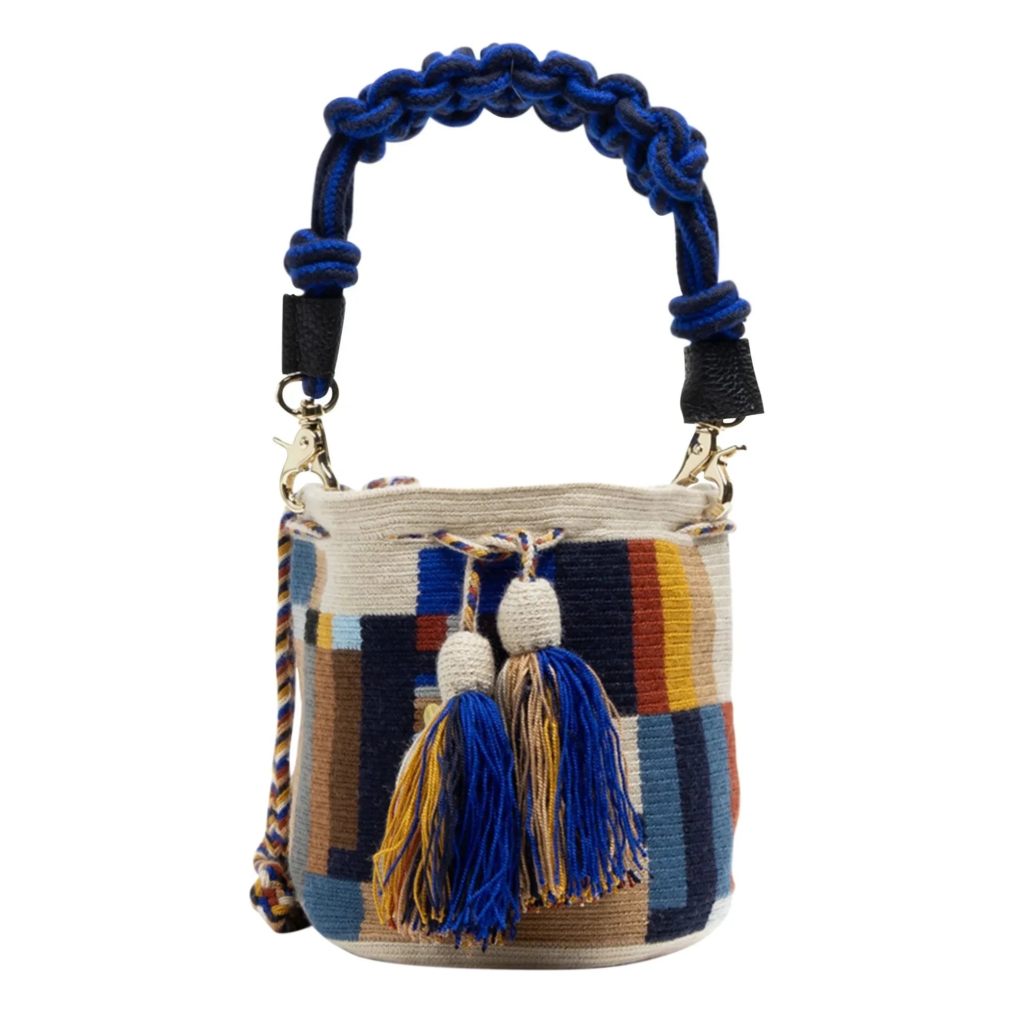 Guanabana - Bolso Bandolera Macramé Mediano Balance | Azul Marino