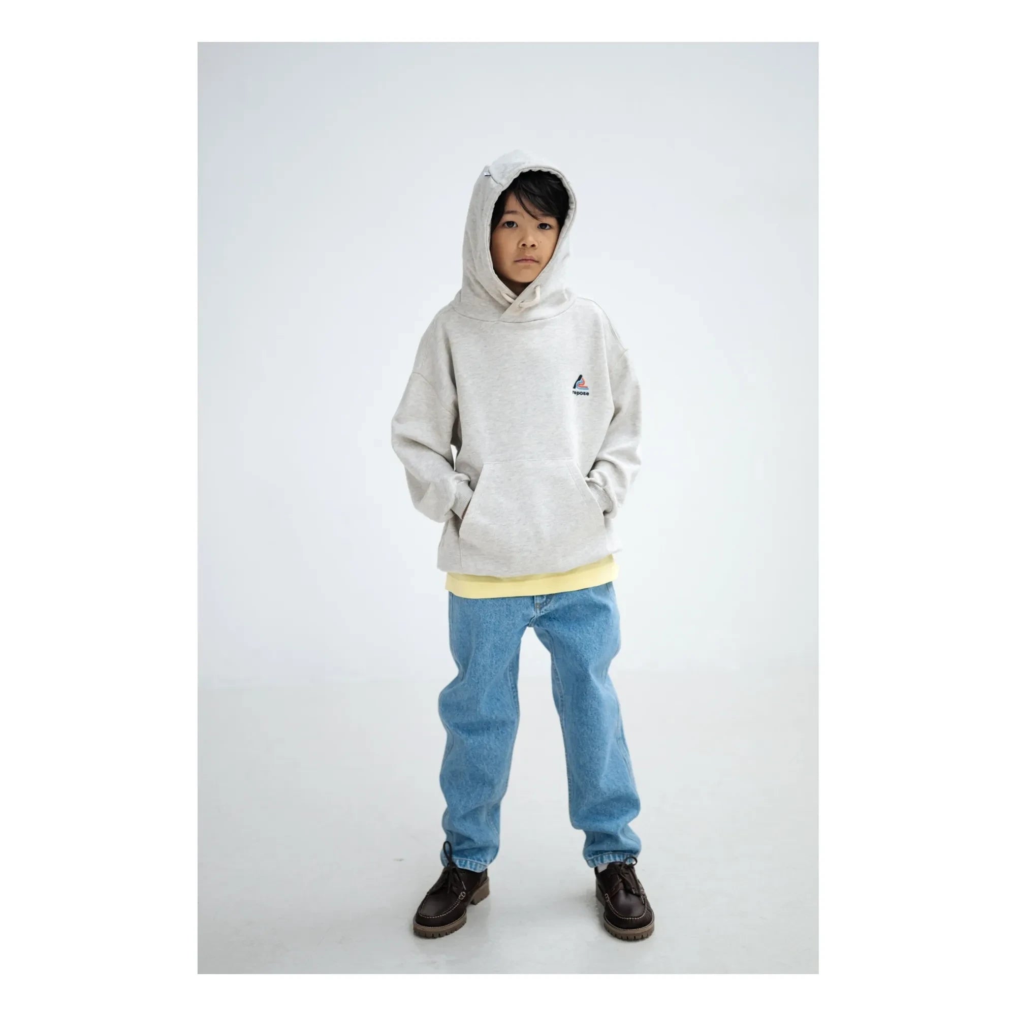 Repose AMS - Sudadera con capucha de algodón orgánico con logo | Gris jaspeado