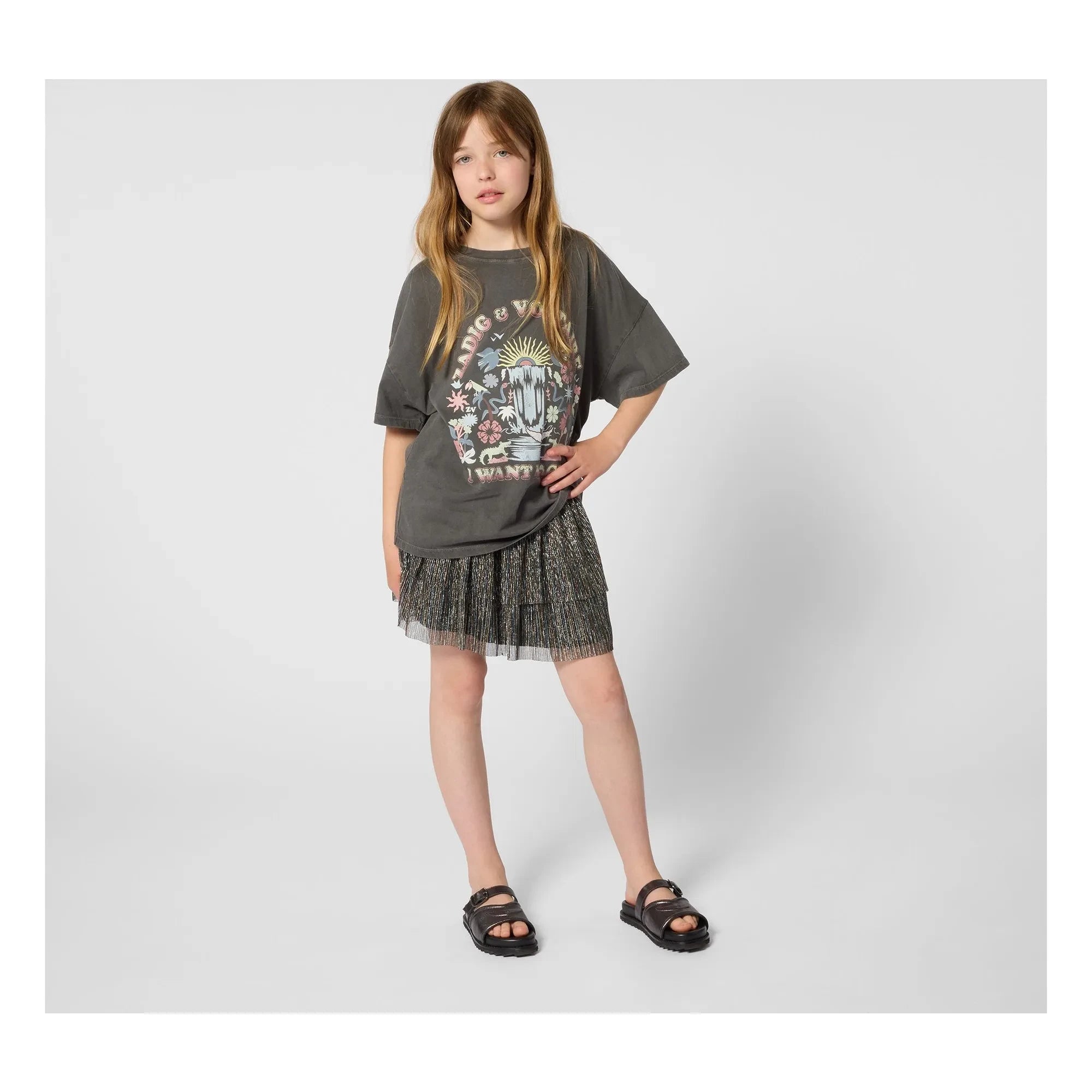 Zadig & Voltaire - Camiseta Extragrande I Want Magic | Gris Oscuro