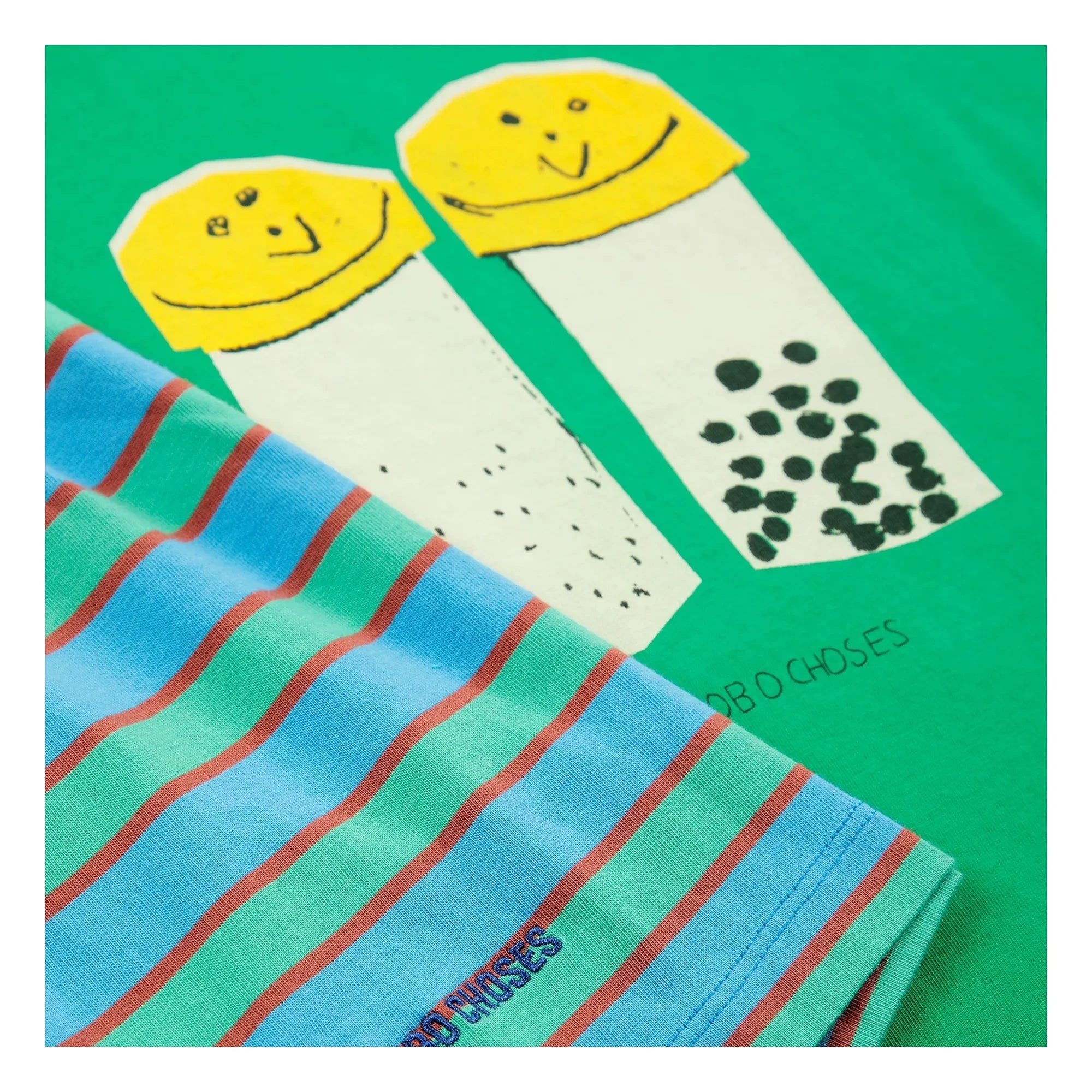 Bobo Choses - Conjunto de camiseta y pantalón corto de algodón orgánico Salt and Pepper | Verde