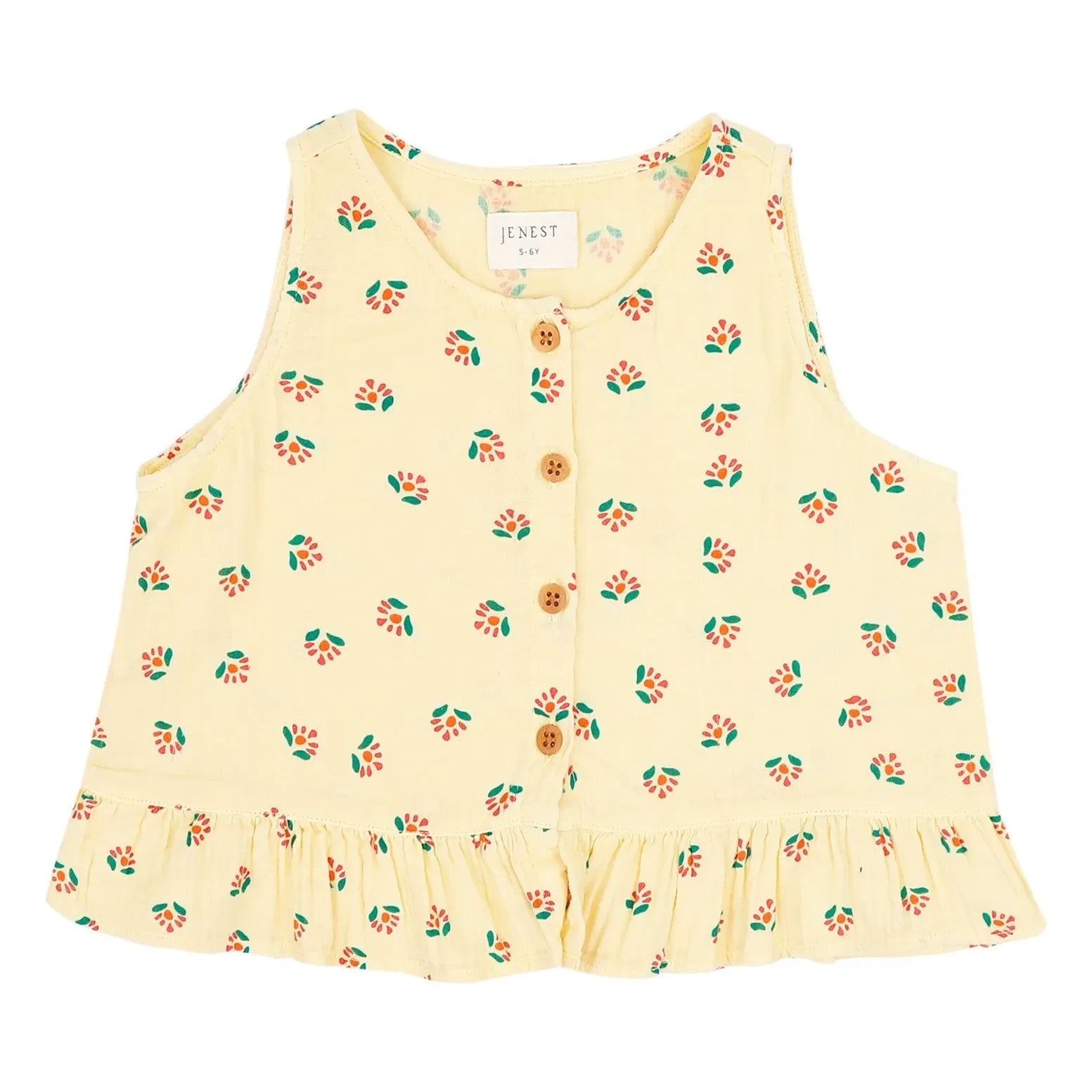 Jenest - Top de algodón orgánico Sofie Fleuri | Amarillo pálido