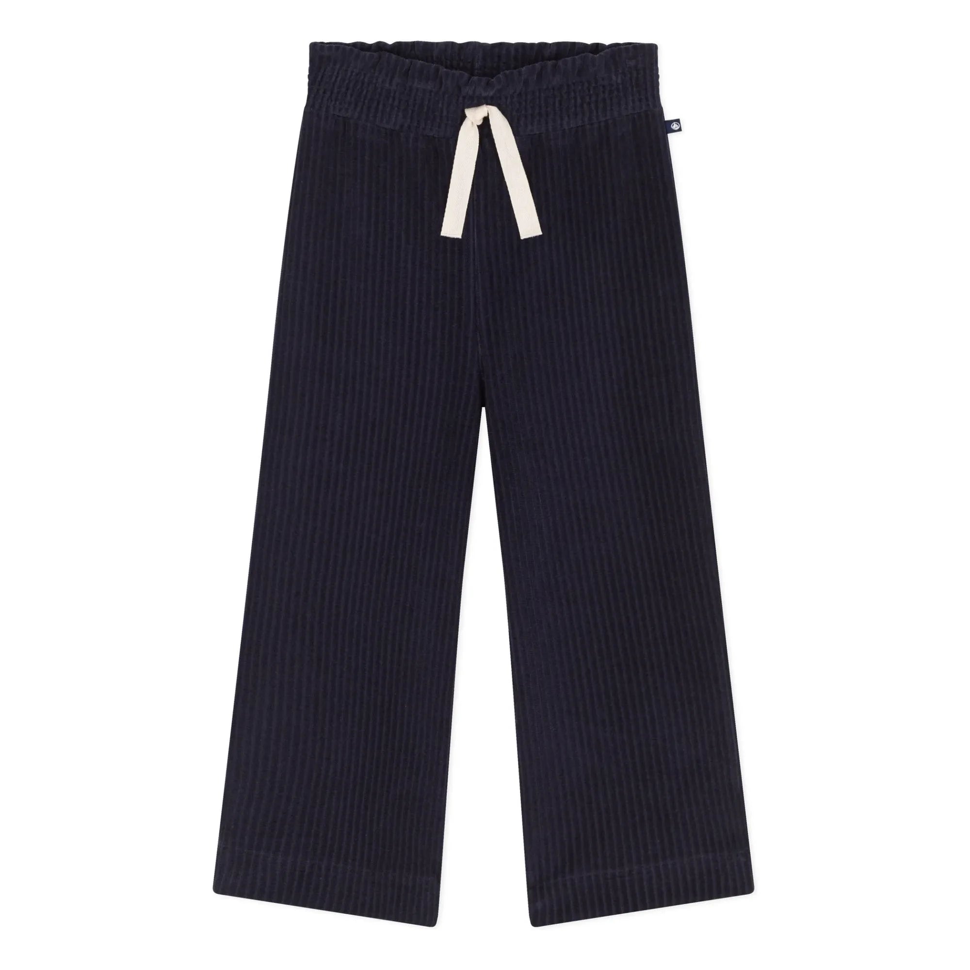 Petit Bateau - Pantalones de terciopelo de pernera ancha | Azul marino