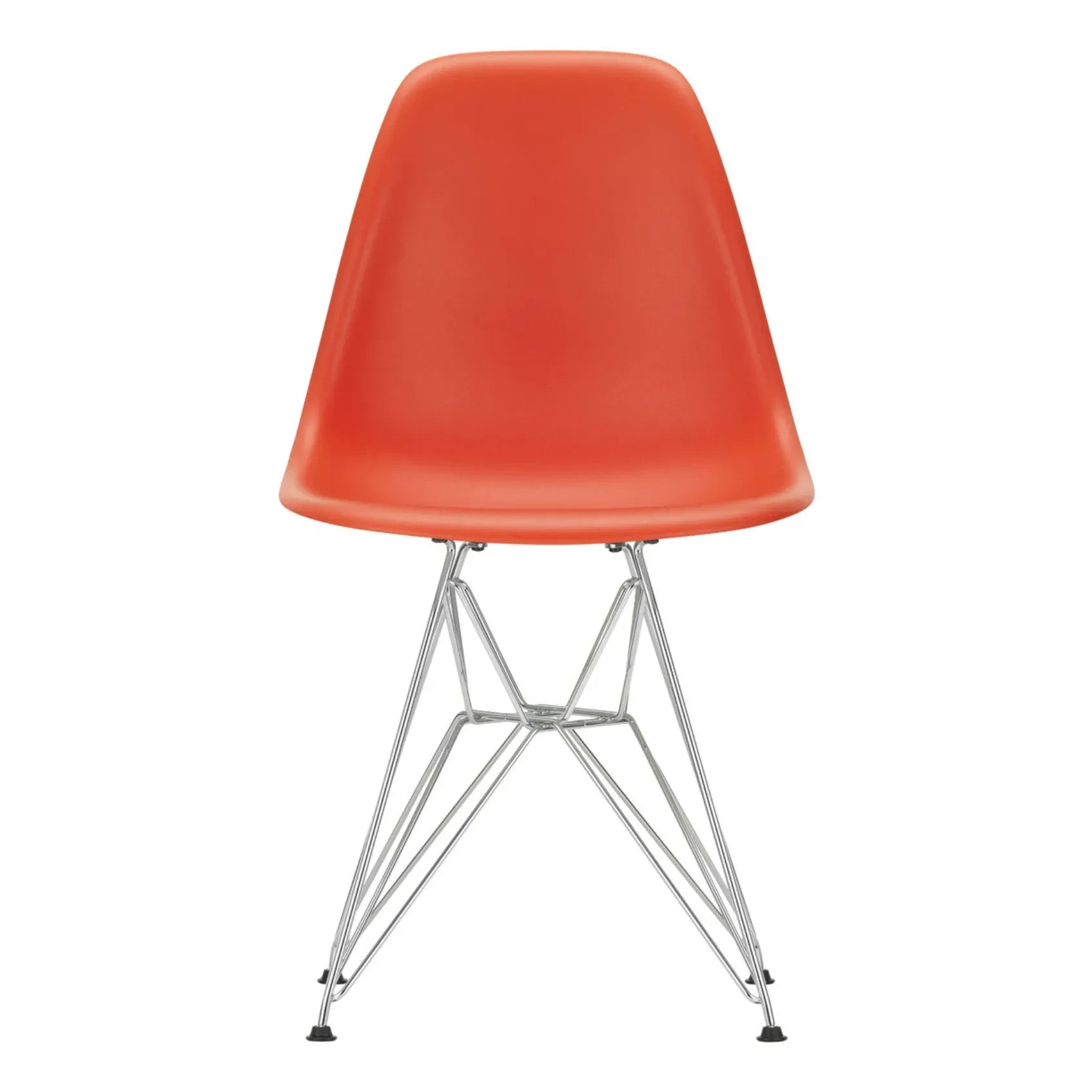 Vitra - Silla de plástico DSR - base cromada - Charles & Ray Eames | Rojo amapola