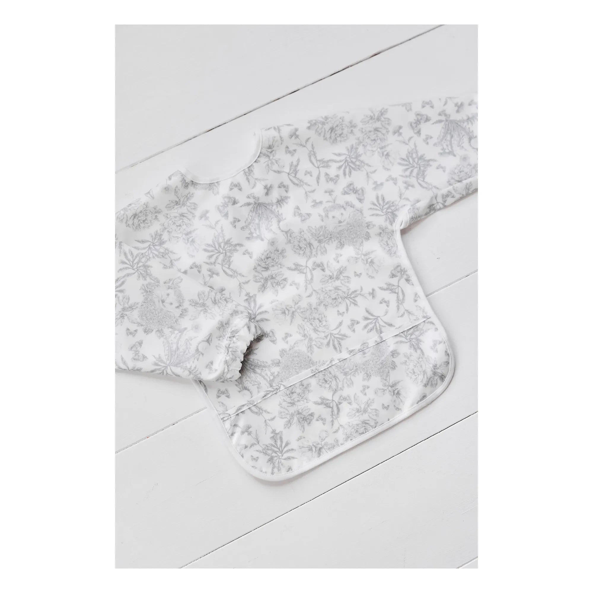 Tartine et Chocolat - Babero con mangas estampado Toile de Jouy | Gris