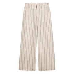 Louise Misha - Pantalones de lino y algodón a rayas Abuela | Crema