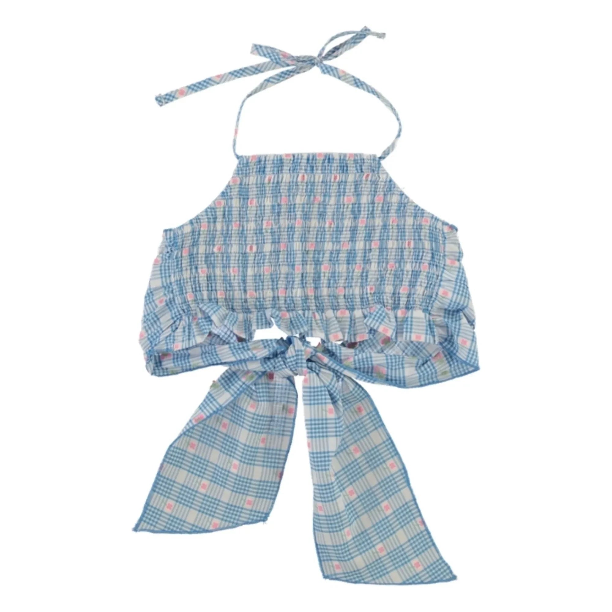 Bebe Organic - Top con nudo Ida de cuadros | Azul claro