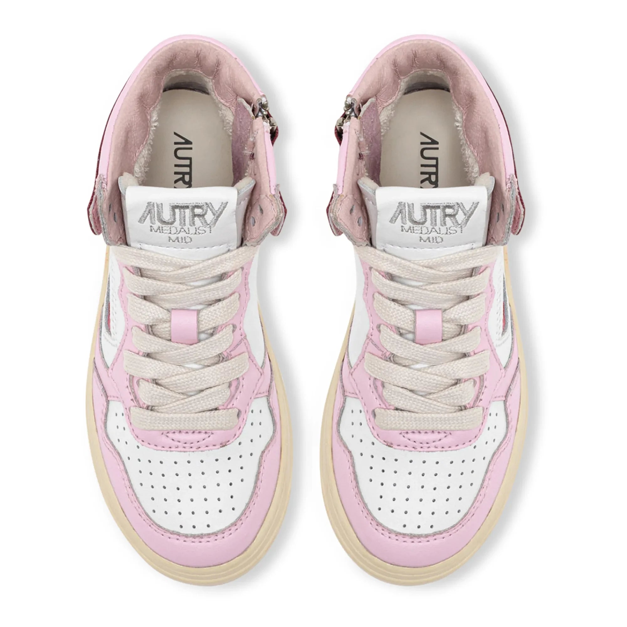 Autry - Zapatillas deportivas de cuero de media caña Medalist bicolor para niños | Rosas