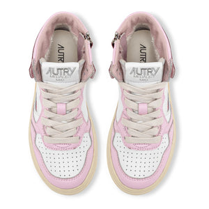 Autry - Zapatillas deportivas de cuero de media caña Medalist bicolor para niños | Rosas