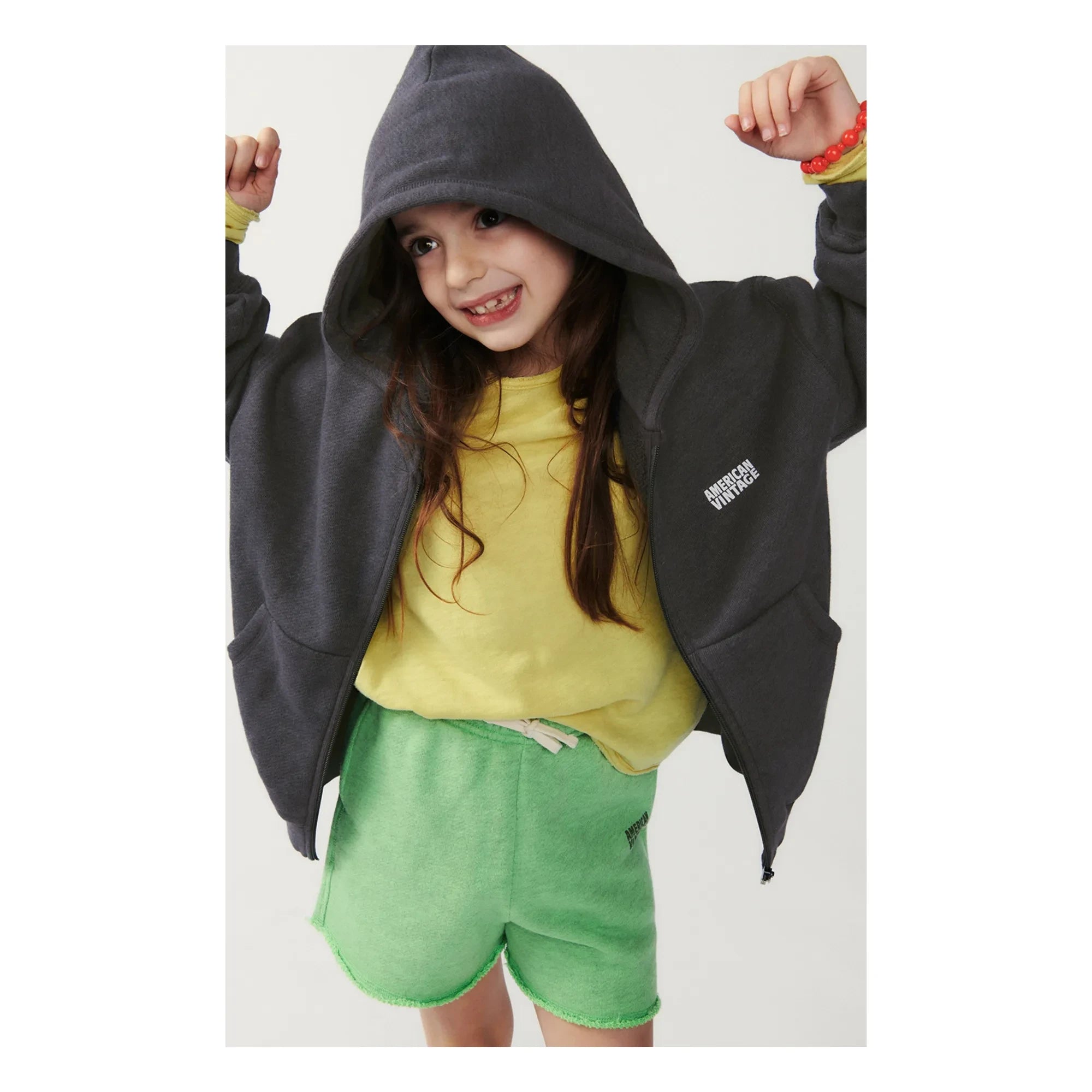 American Vintage - Sudadera Doven con cremallera | Carbón Veteado