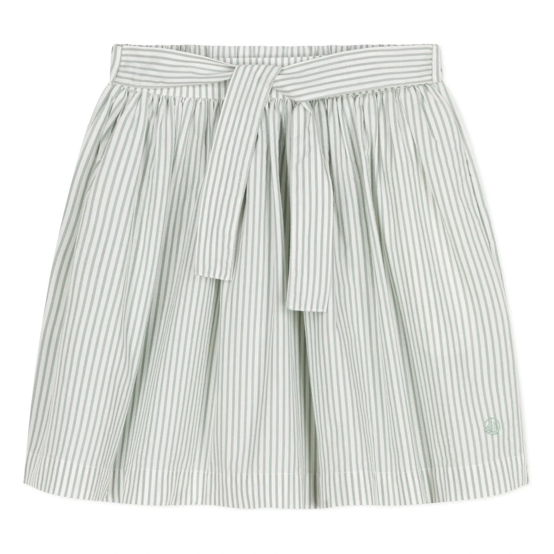 Petit Bateau - Falda de popelina de algodón orgánico Boncap | Blanco