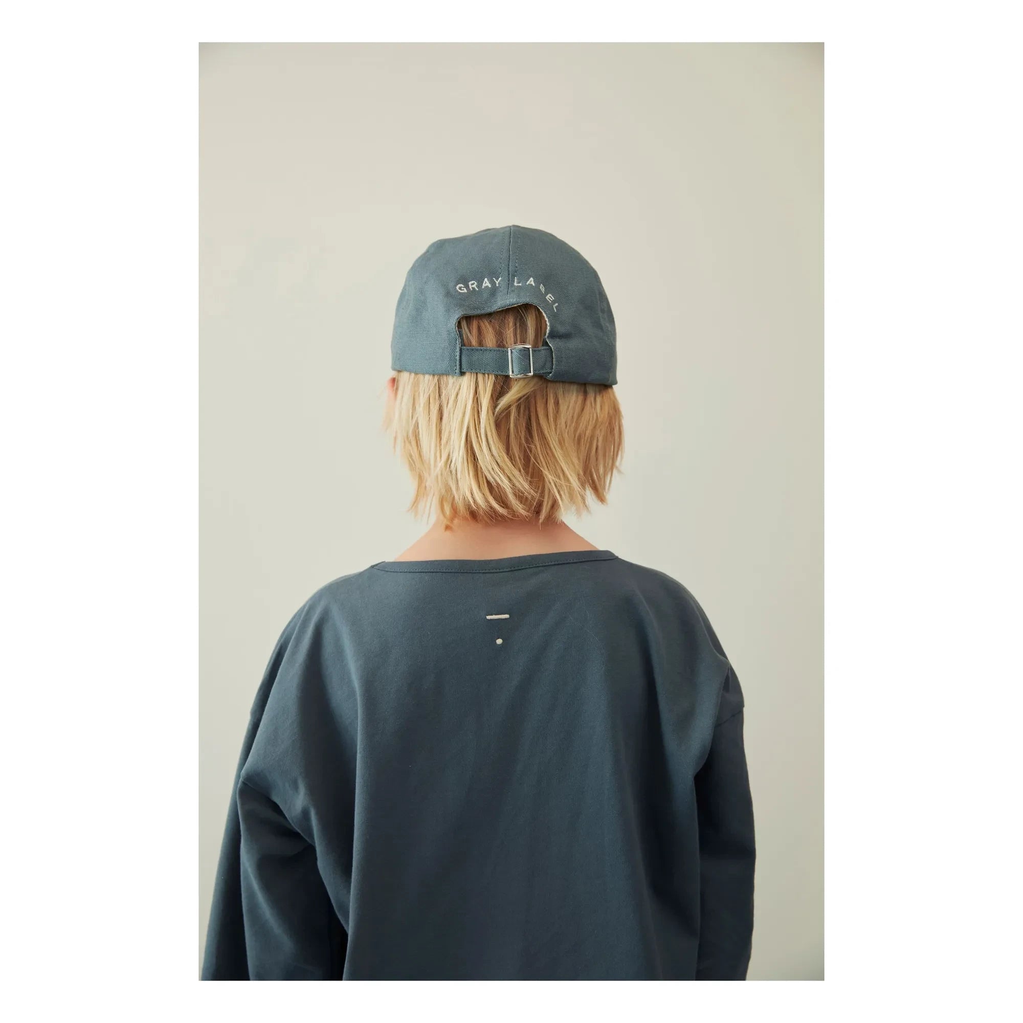 Gray Label - Camiseta de algodón orgánico con manga 3/4 | Azul Gris