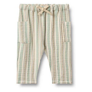 Trigo - Pantalón de algodón orgánico a rayas Arne | Verde claro