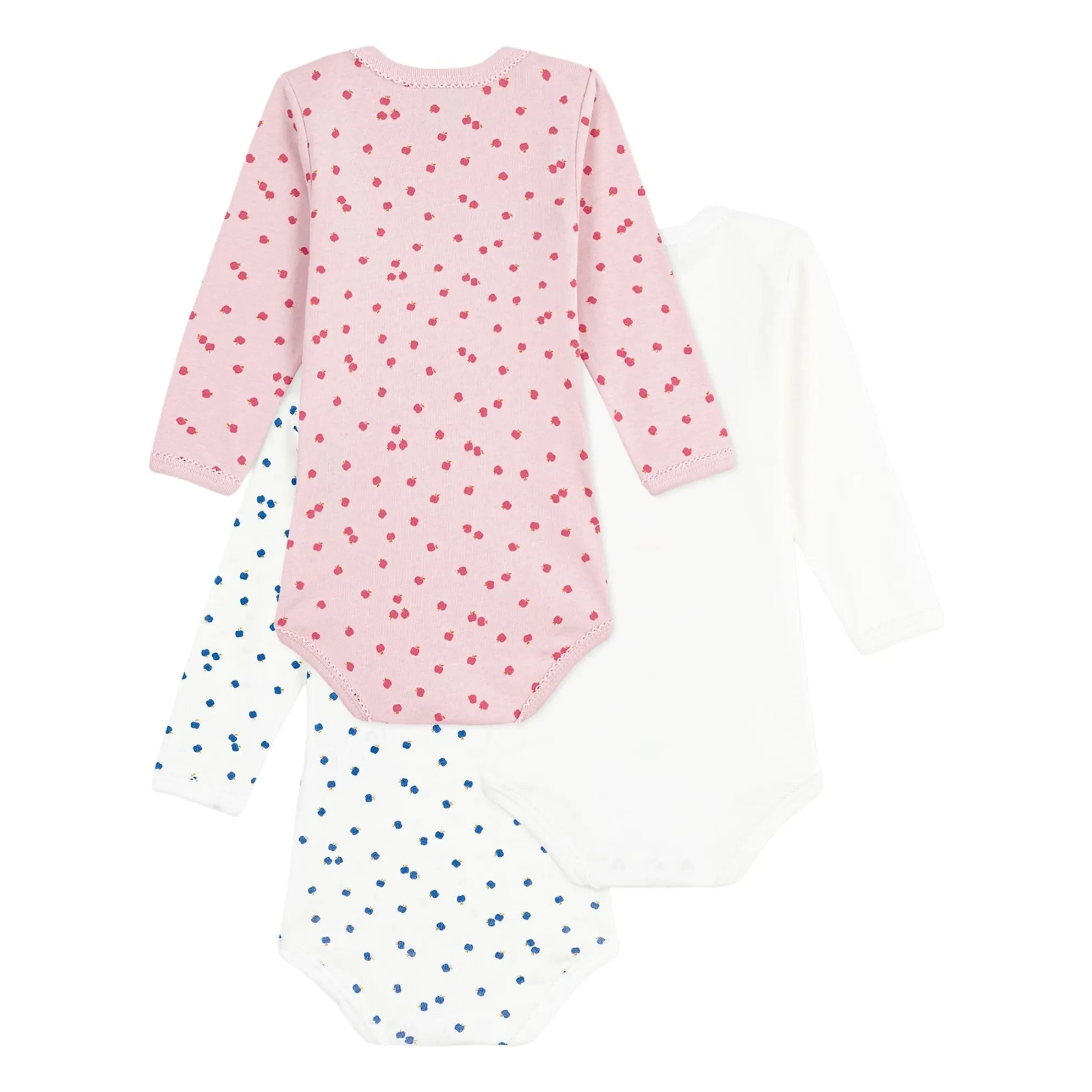 Petit Bateau - Bodies de manzana de algodón orgánico, lote 3 | Crudo