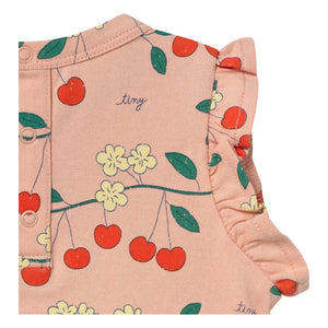 Tinycottons - Camiseta cerezas con volantes Algodón orgánico | Rosa