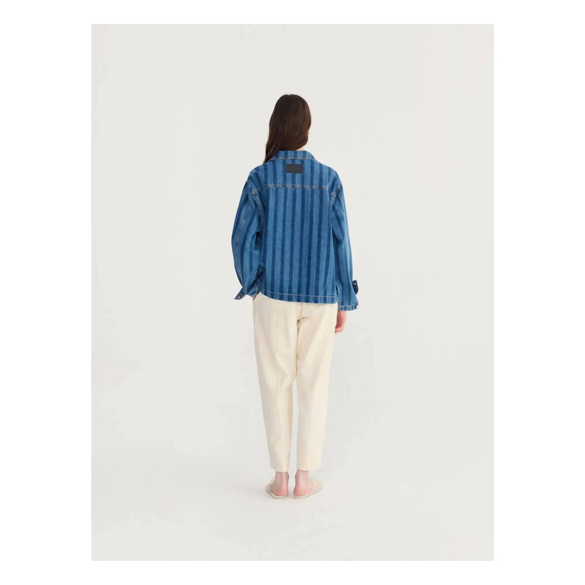 Bobo Choses - Chaqueta de algodón orgánico con rayas de mezclilla azul