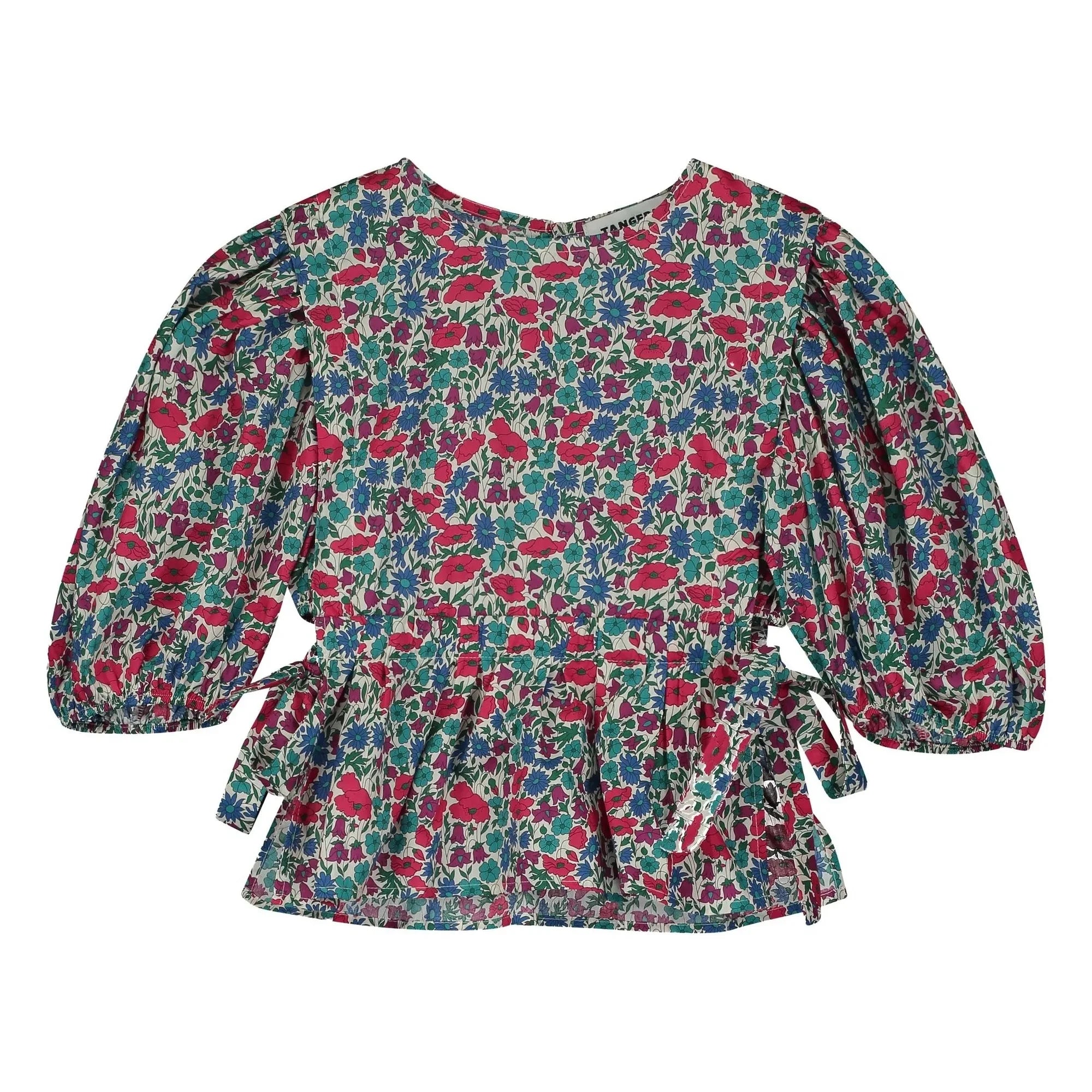 Tangerine - Blusa de manga abullonada floral | Rojo Frambuesa