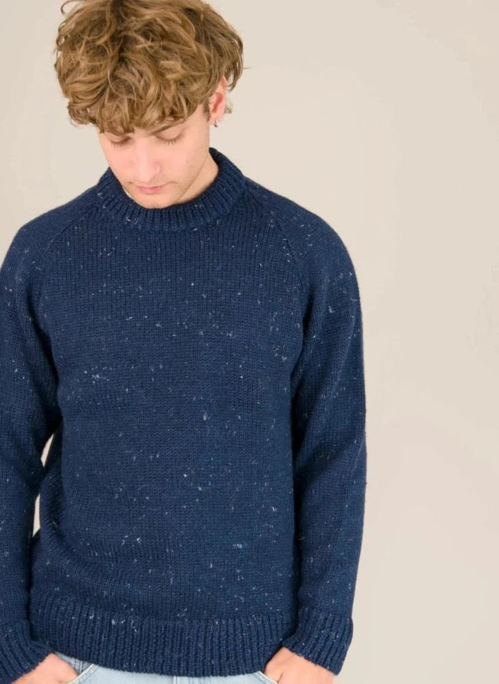 Origin Knitwear - Suéter de Lana Gruesa Raglan | Azul Oscuro