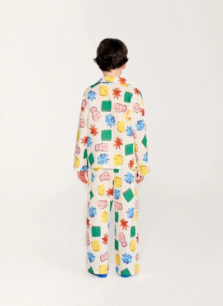 Bobo Choses - Conjunto de camisa y pantalón bordado de algodón orgánico | Ecru
