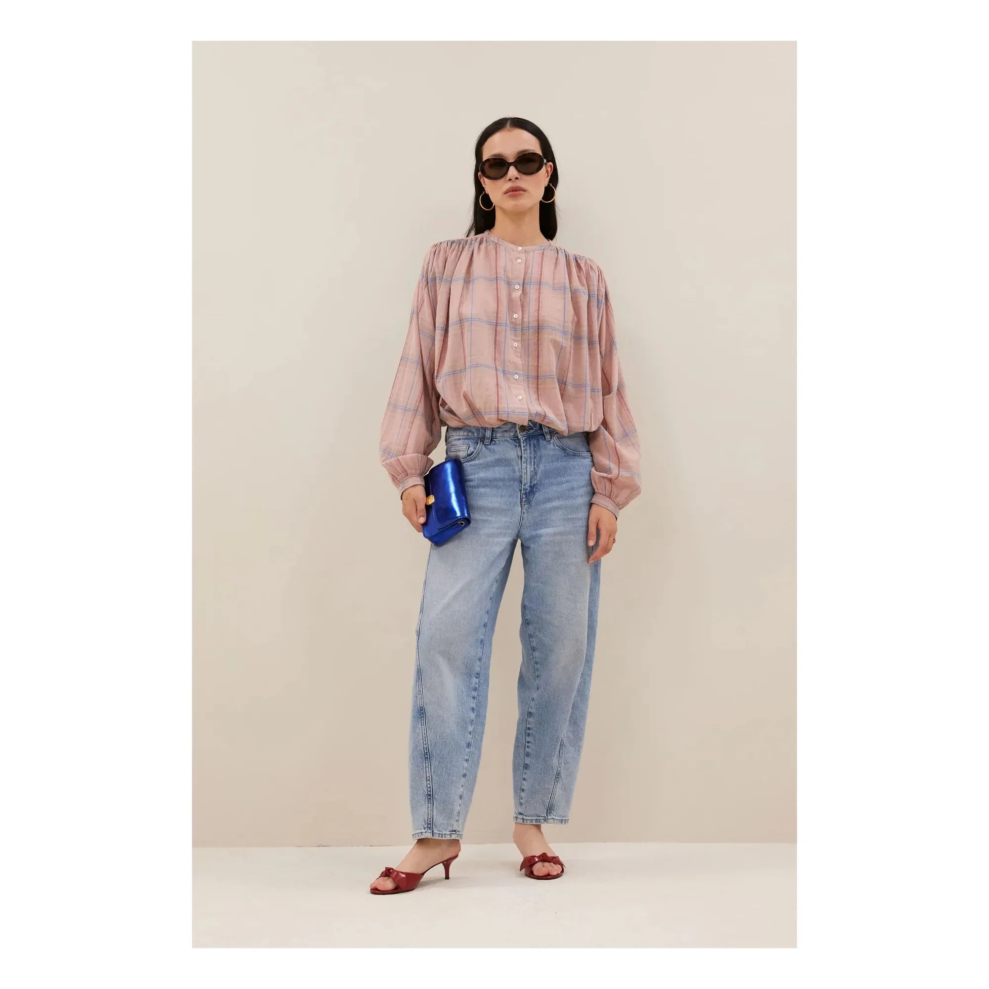By Bar - Blusa de algodón orgánico Nyka | Rosa empolvado
