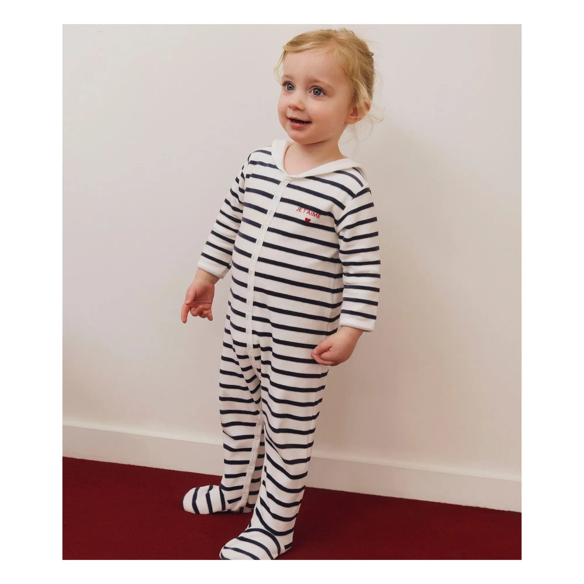 Petit Bateau - Pijama de dormir de algodón orgánico estilo marinero | Blanco