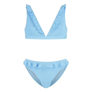 Beachlife - Bañador con volantes texturizado | Azul claro