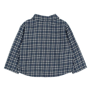 Búho - Camisa de cuadros para bebé | Azul marino