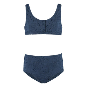 Beachlife - Bañador de punto con botones de fibra reciclada | Azul noche