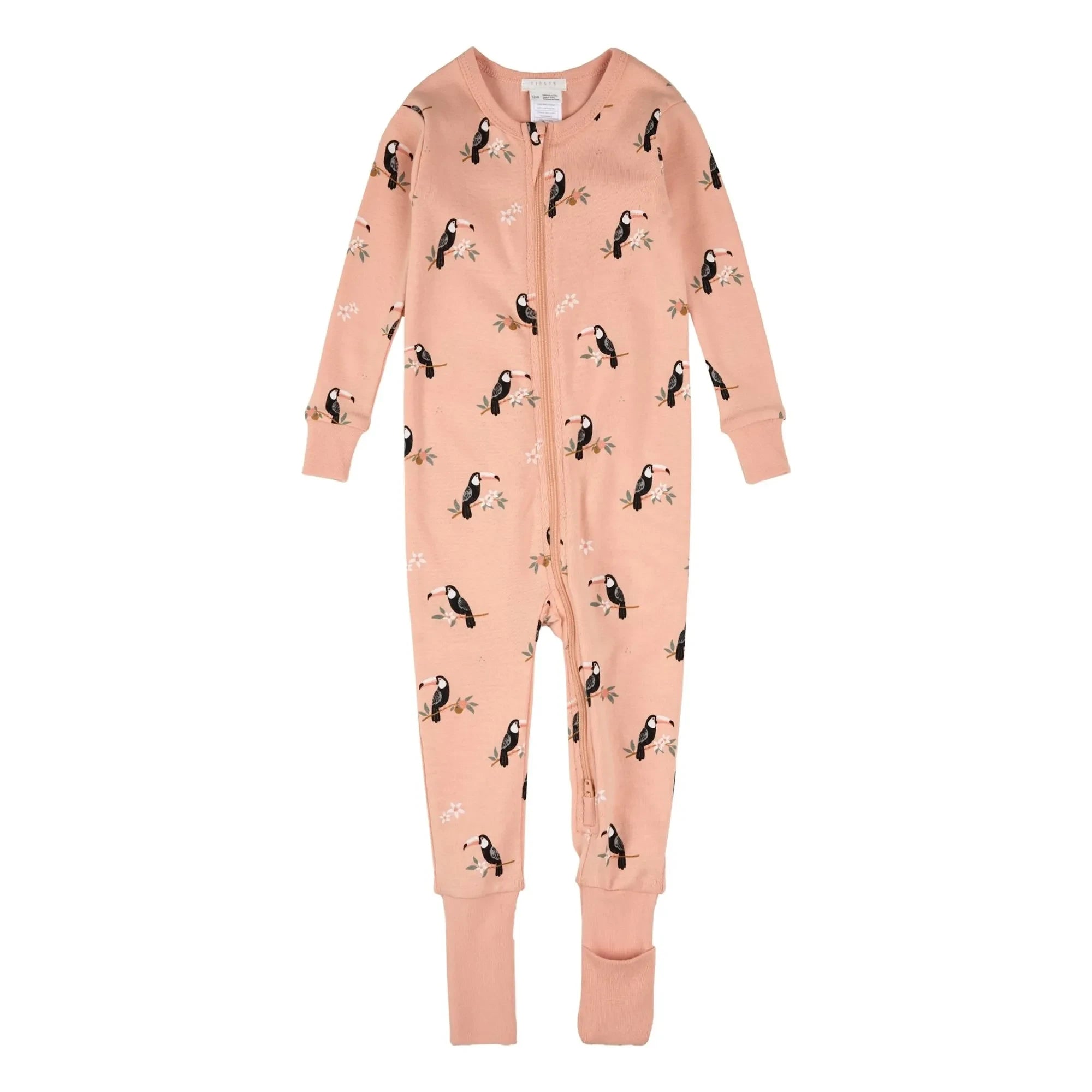 Petit Lem - Pijama de algodón orgánico convertible con tucán | Rosa