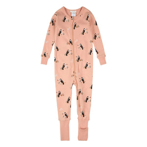 Petit Lem - Pijama de algodón orgánico convertible con tucán | Rosa