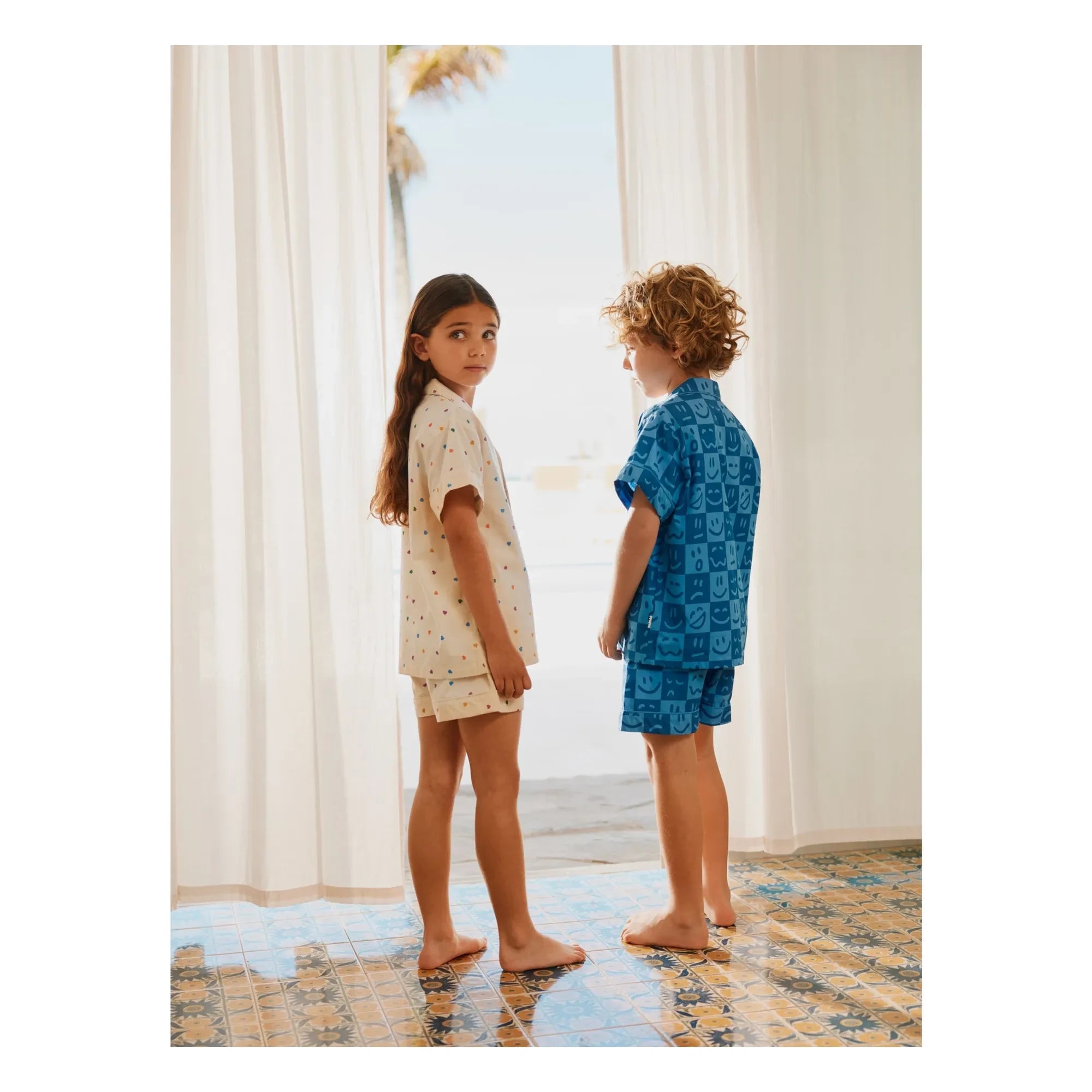Molo - Pijama Corto de Algodón Orgánico Lexi Hearts | Crudo