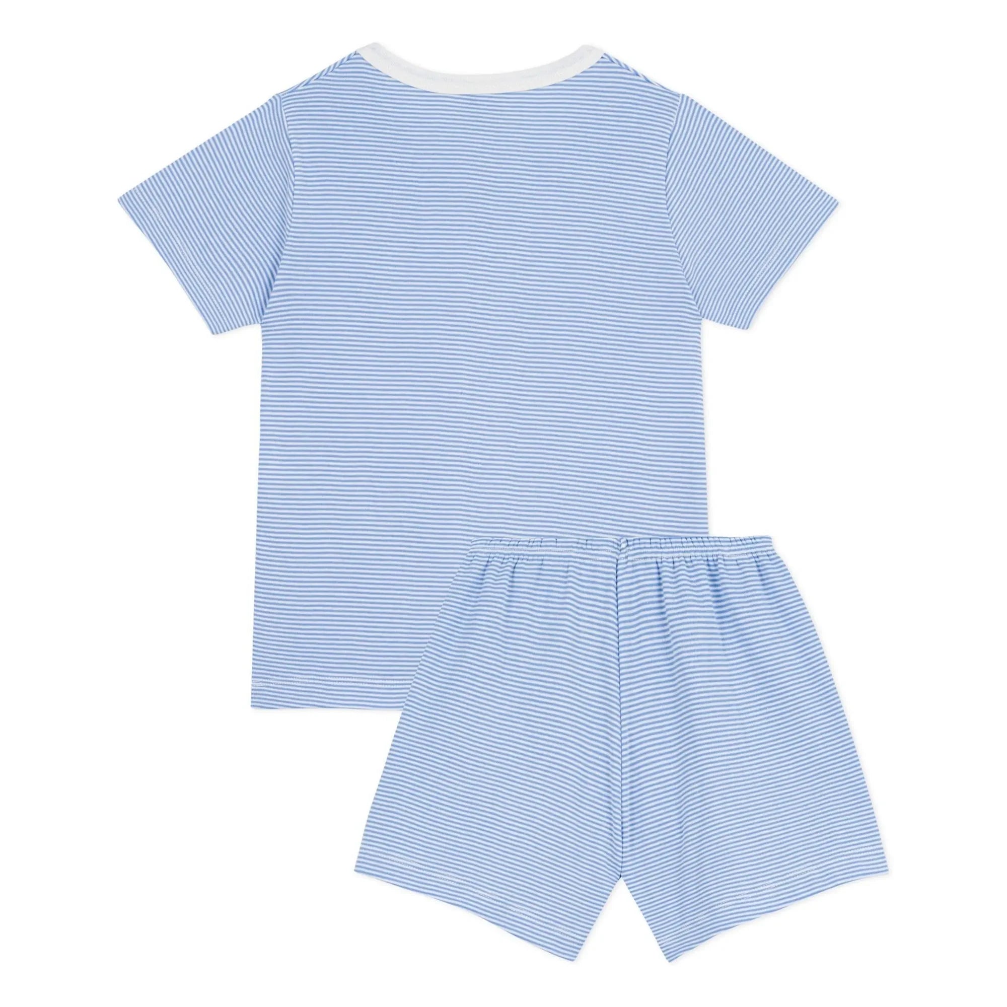 Petit Bateau - Pantalón corto de pijama de algodón orgánico a rayas | Azul