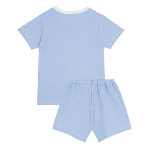 Petit Bateau - Pantalón corto de pijama de algodón orgánico a rayas | Azul