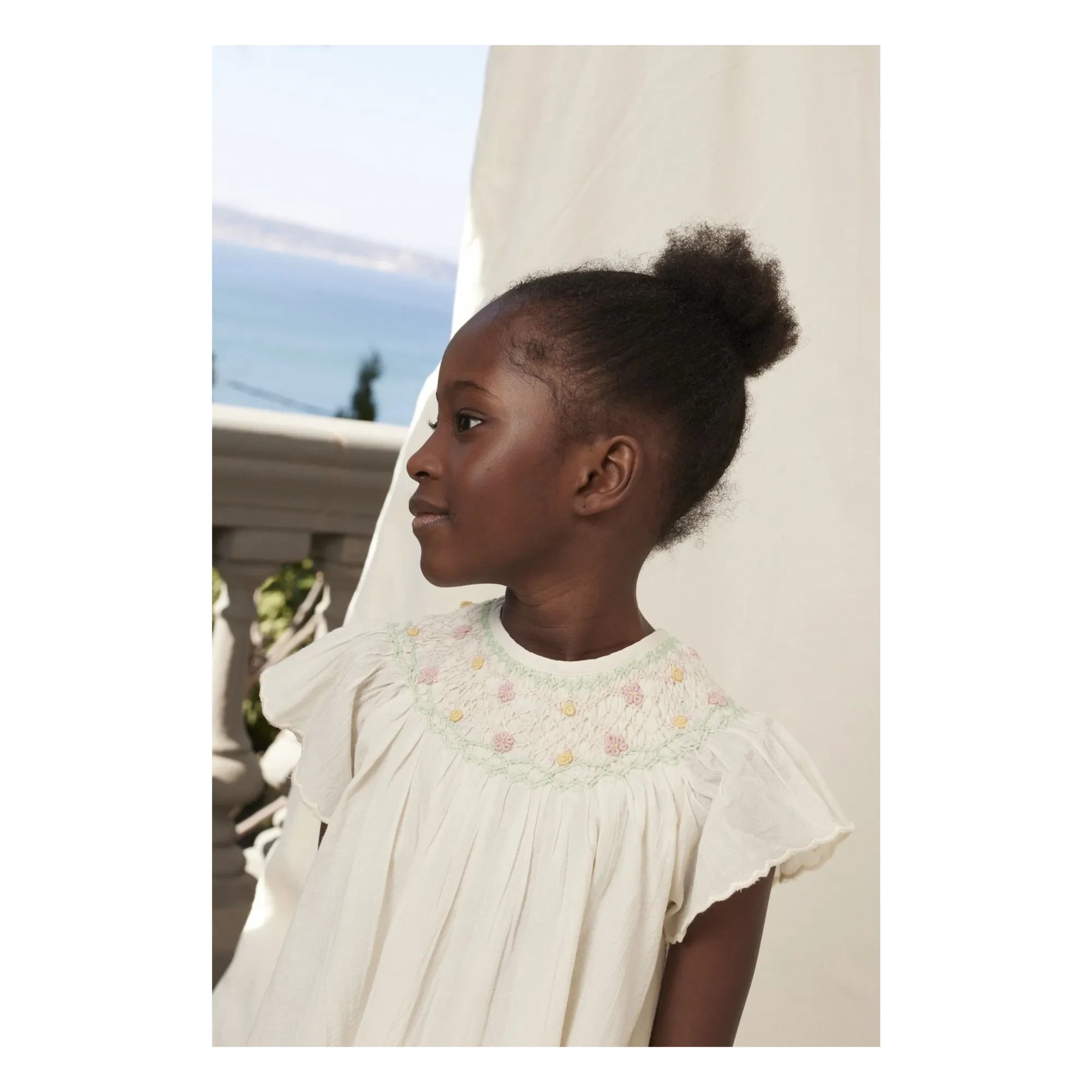 Bebe Organic - Vestido Fruncido Floral Luna | Crudo
