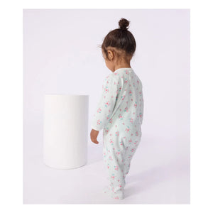 Petit Bateau - Pijama de dormir a rayas con flores | Blanco