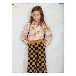 Mini Rodini - Organik Pamuklu Mesh Damier Pantolon | Kahverengi