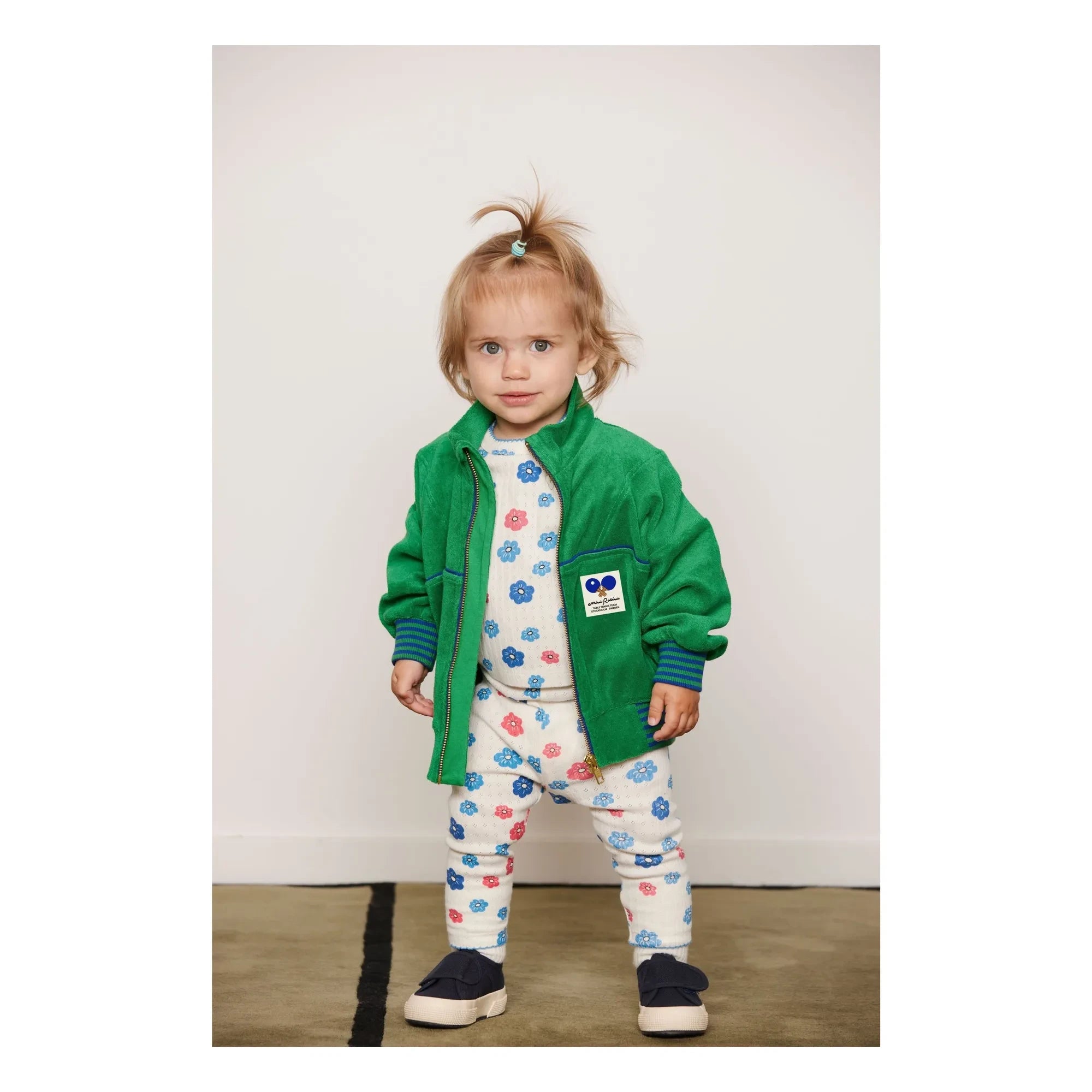 Mini Rodini - Sudadera con cremallera de rizo de algodón orgánico | Verde