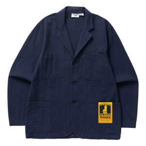 Service Works - Chaqueta de servidor de seersucker | Azul marino