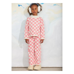 Mini Rodini - Organik Pamuklu File Damier Pantolon | Pembe