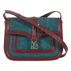 Maria de la Orden - Bolso de terciopelo y piel Noah | Azul Petróleo