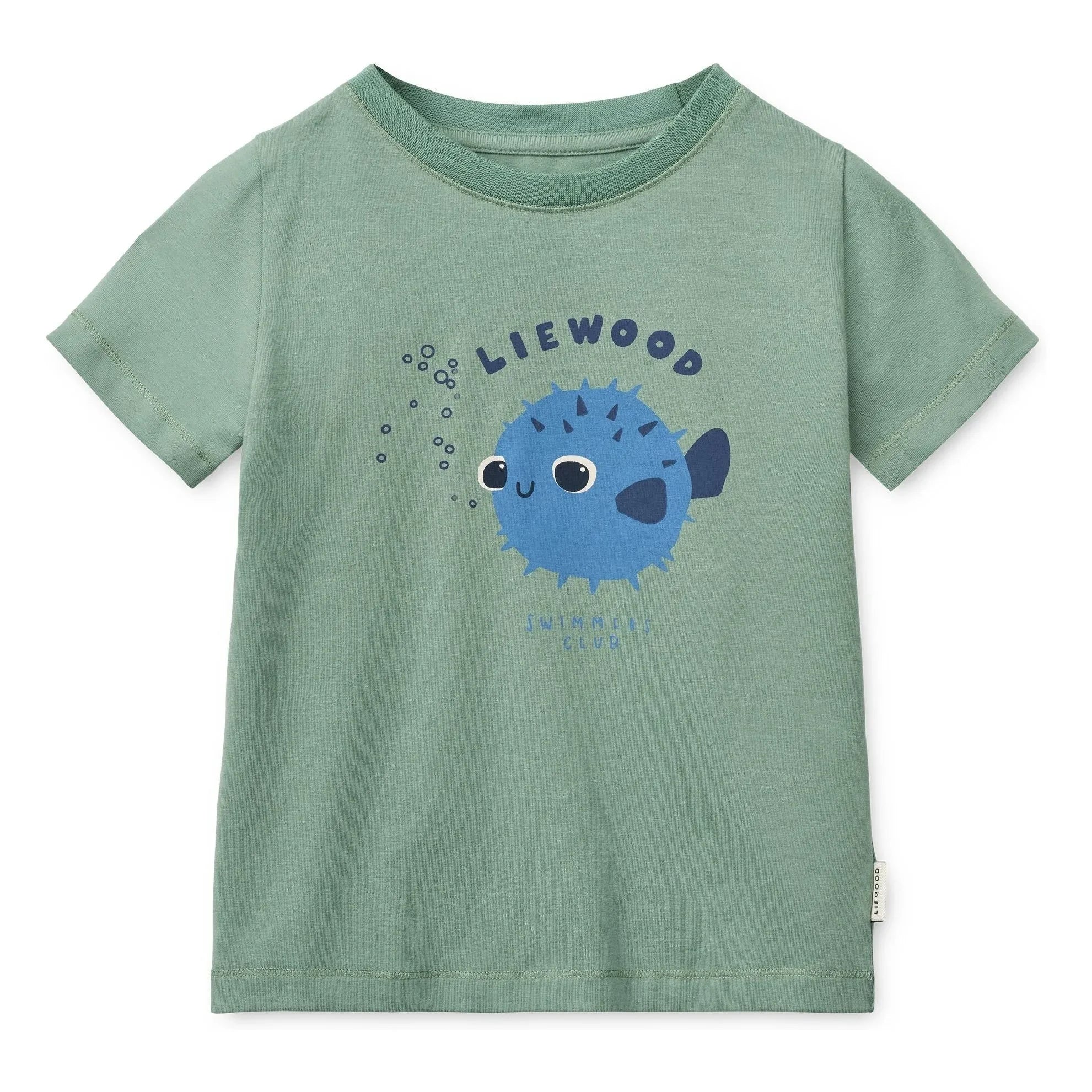 Liewood - Conjunto de camiseta y pantalón corto de algodón orgánico con estampado de pez globo | Verde
