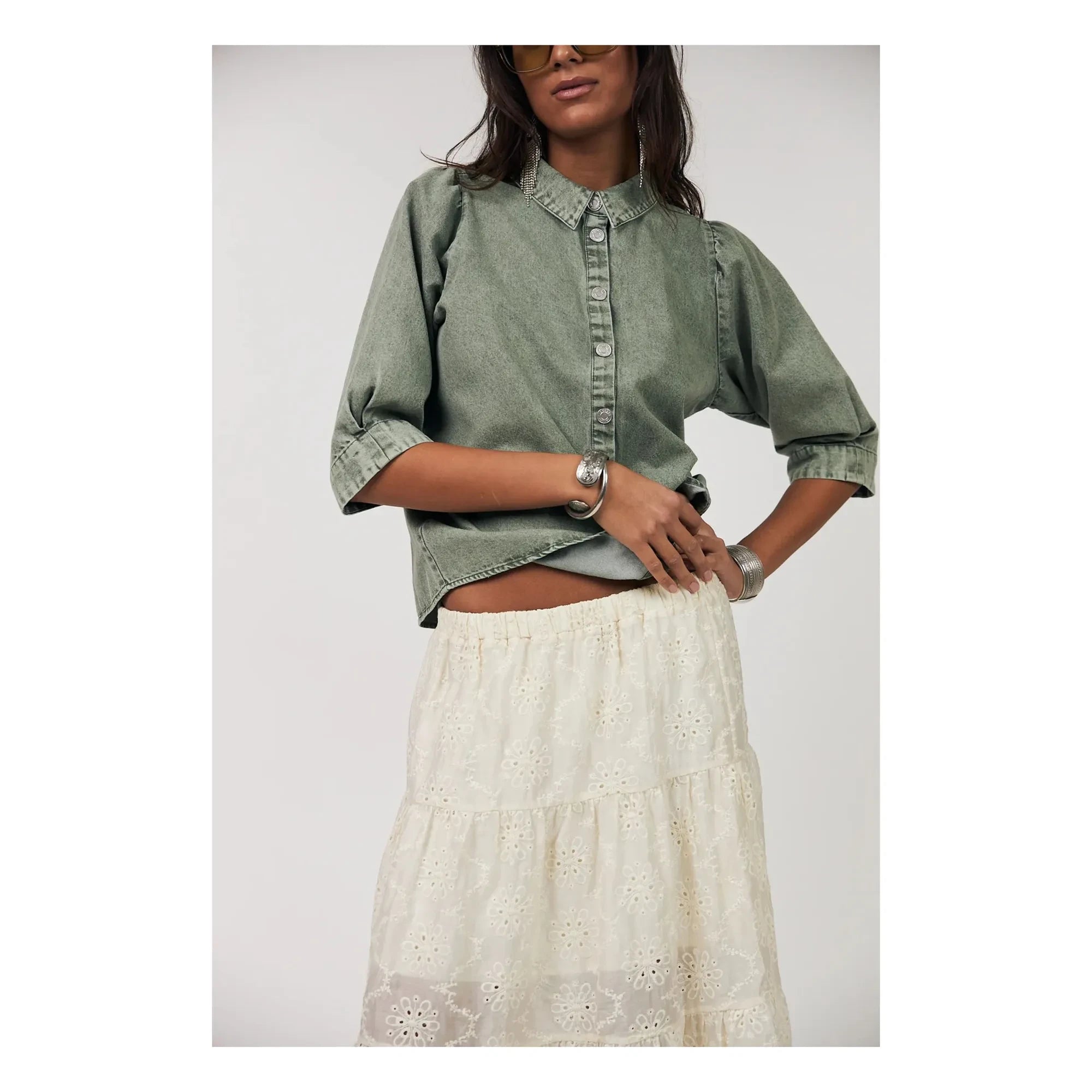 Lollys Laundry - Camisa de algodón Bono | Caqui