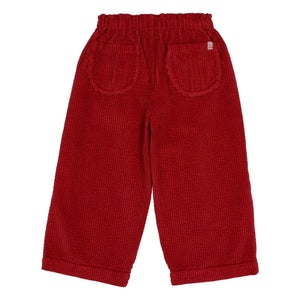 Búho - Pantalones de terciopelo girly | Rojo cereza