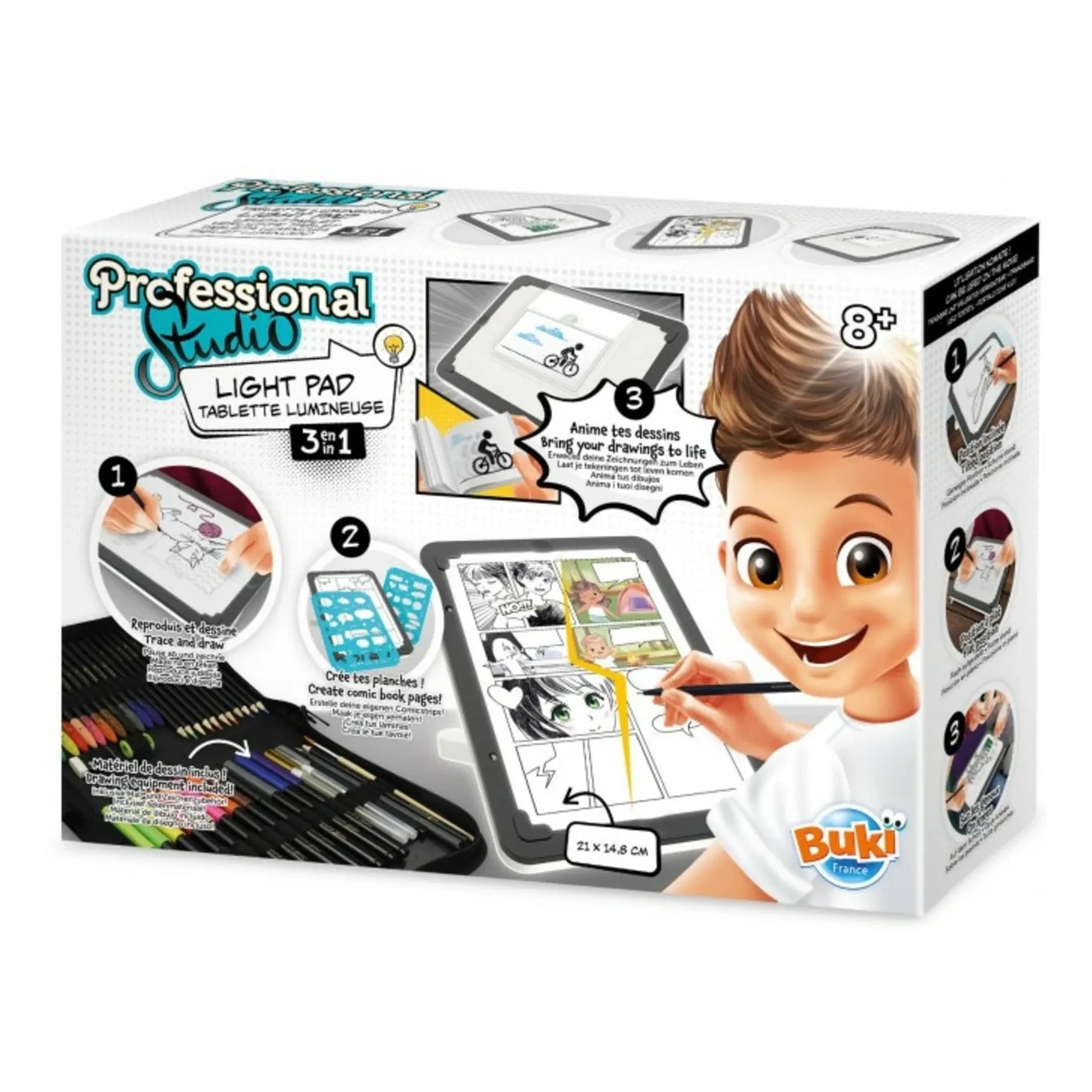 Buki - Tableta de dibujo luminosa 3 en 1