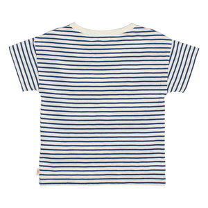 Búho - Camiseta de algodón orgánico Gelato de rayas | Azul marino