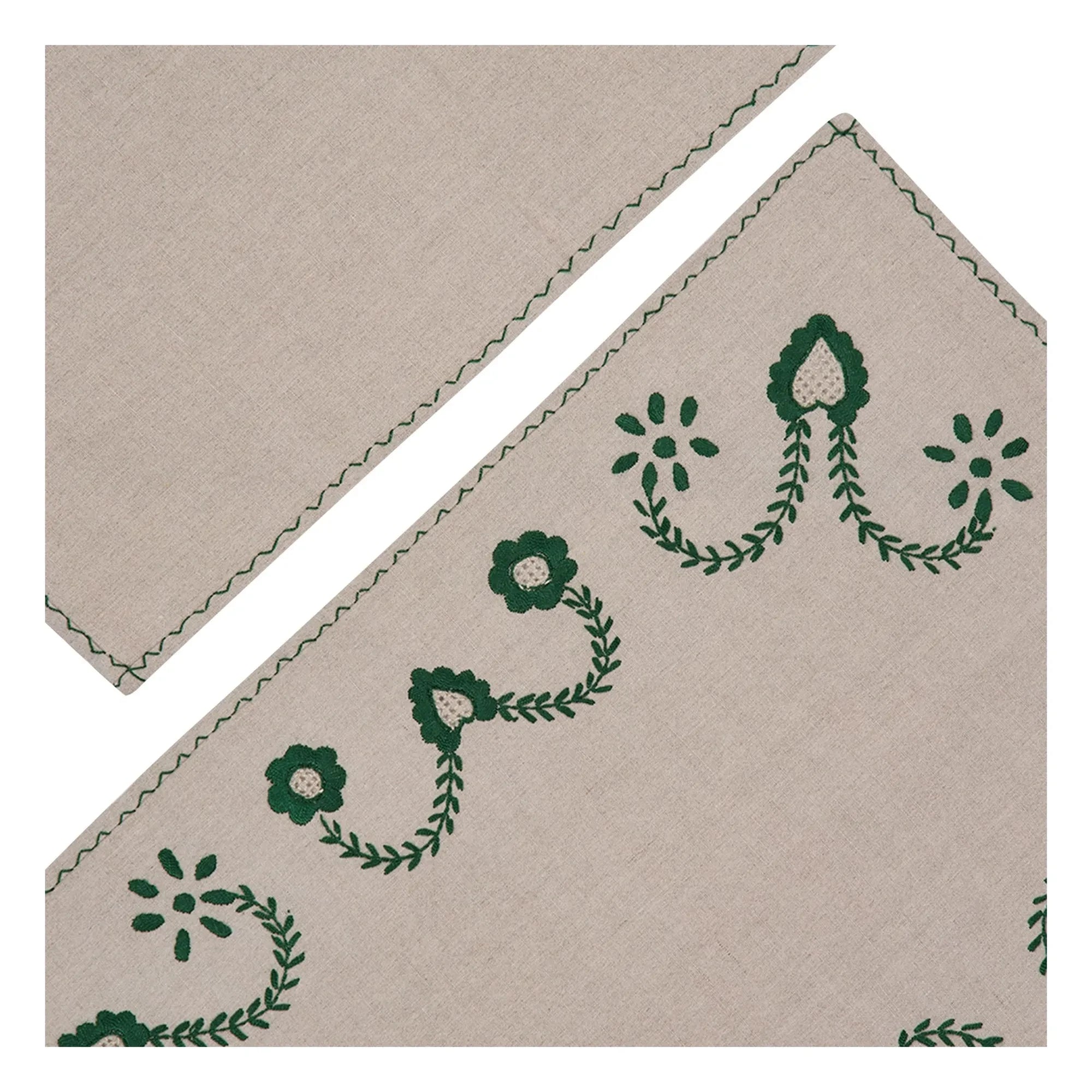 House of Capricorn - Juego de manteles individuales y servilletas bordados Viana | Verde