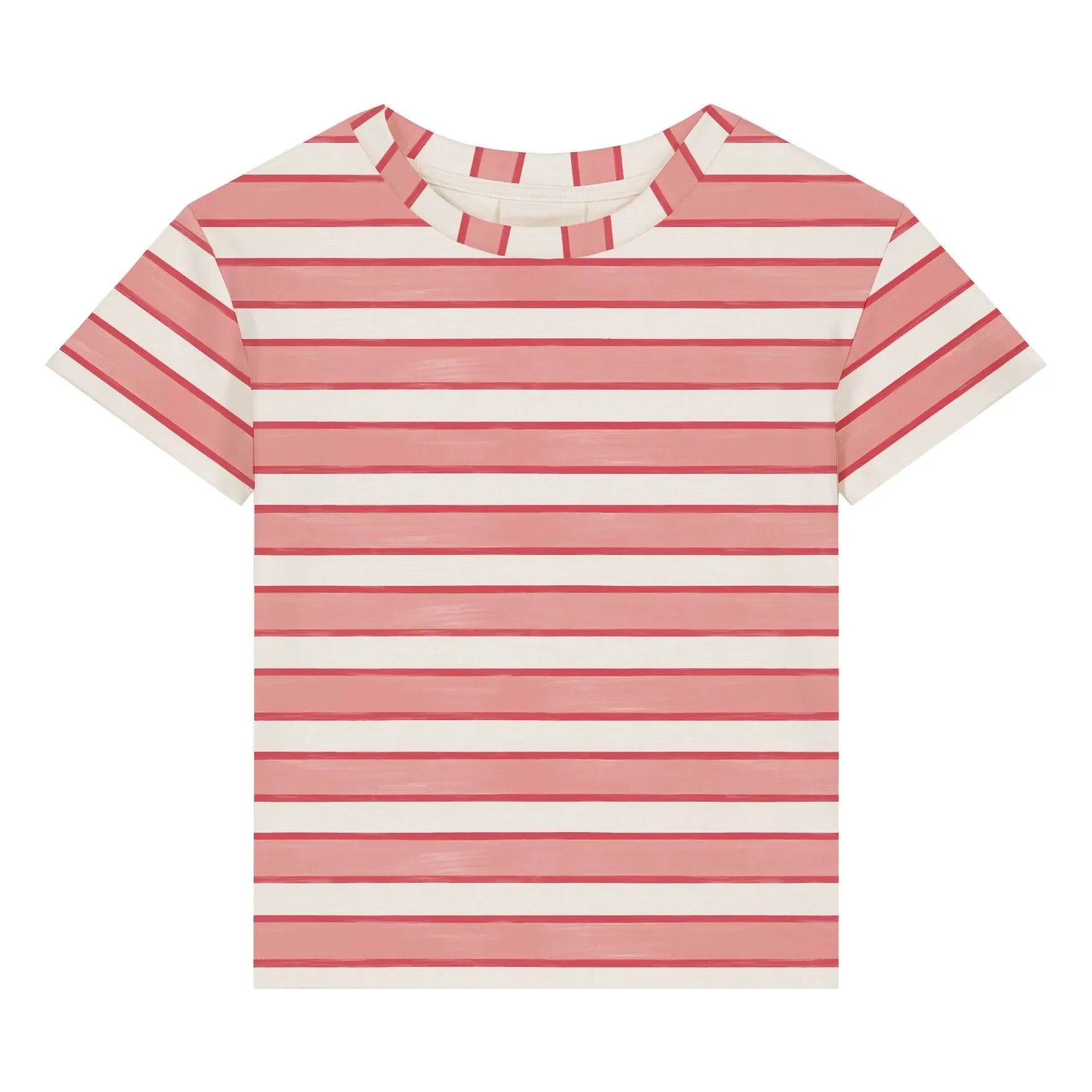 Studio Bohème - Camiseta de Algodón Orgánico Básica de Rayas | Rosa