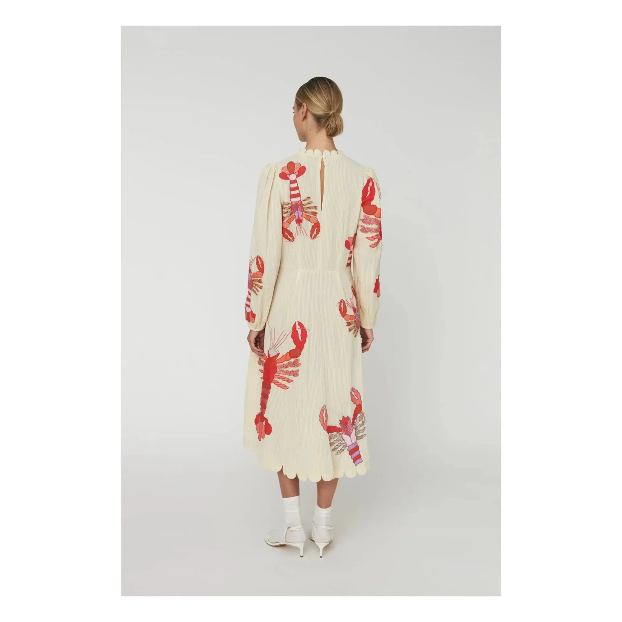 Stella Nova - Vestido bordado de algodón orgánico | Crema