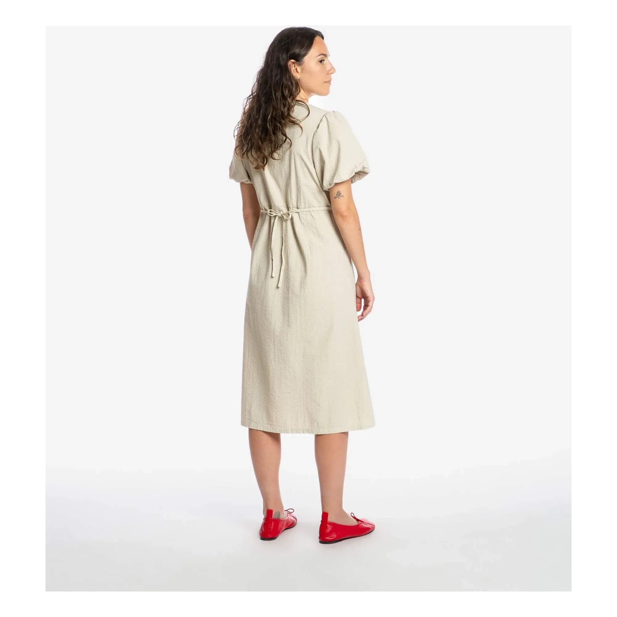 Matona - Vestido de algodón orgánico de largo medio | Arena